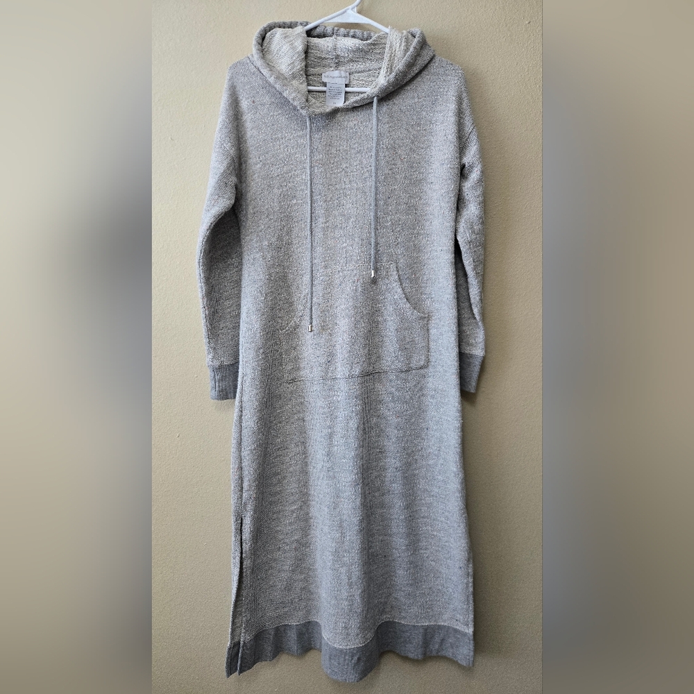 SOFT SURROUNDINGS Lazy Day Lounge Dress Size SP Hooded Soft Gray Marl Pocket